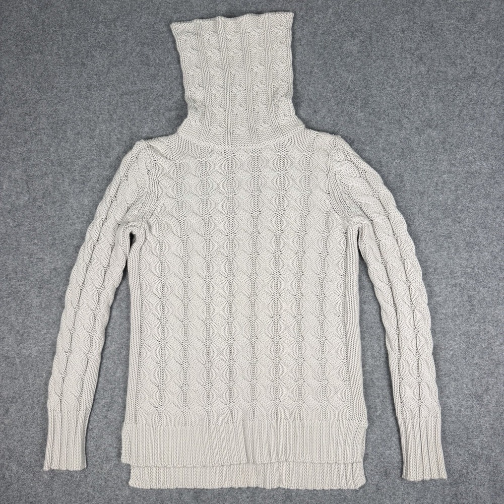 Banana Republic Womens Cable Knit Turtleneck Sweater Size S Beige Wool Blend